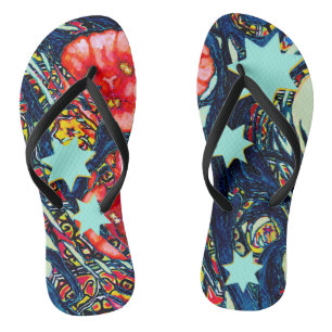 Pflaumen und Sterne Modernes farbenfrohes Design Flip Flops