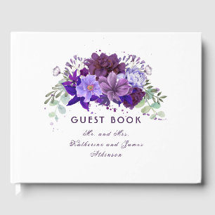 Pflaumen und Violett Lila Blütenwelt Elegante Hoch Gästebuch