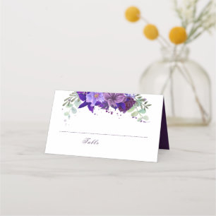 Pflaumen und Violett Lila Blütenwelt Elegante Hoch Platzkarte