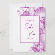 Pflaumen und Weiße Orchideen Einladung zur Hochzei