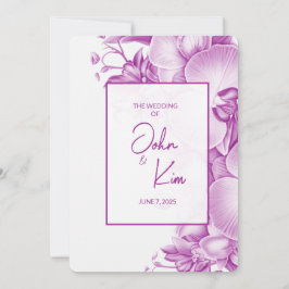 Pflaumen und Weiße Orchideen Einladung zur Hochzei