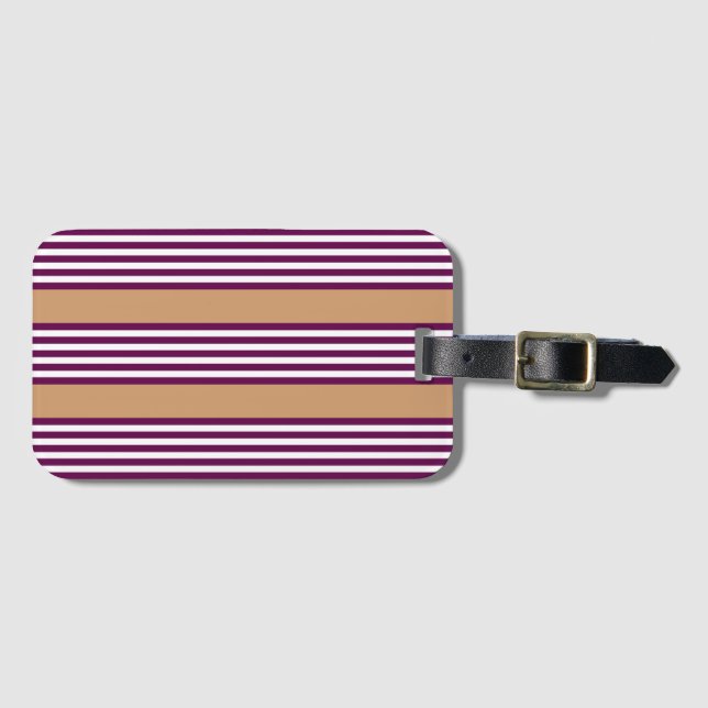Pflaumen und weiße Streifen mit bräunlicher Farbe Gepäckanhänger (Vorderseite (Horizontal))