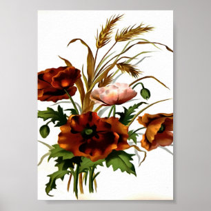 Pflaumen und Weizen Botanische Kunst Poster