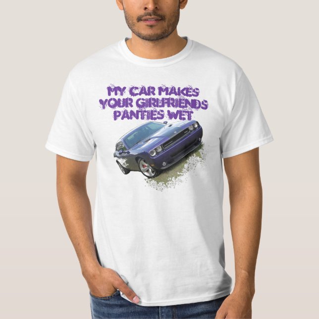 Pflaumen-verrückter lila Herausforderer T-Shirt (Vorderseite)