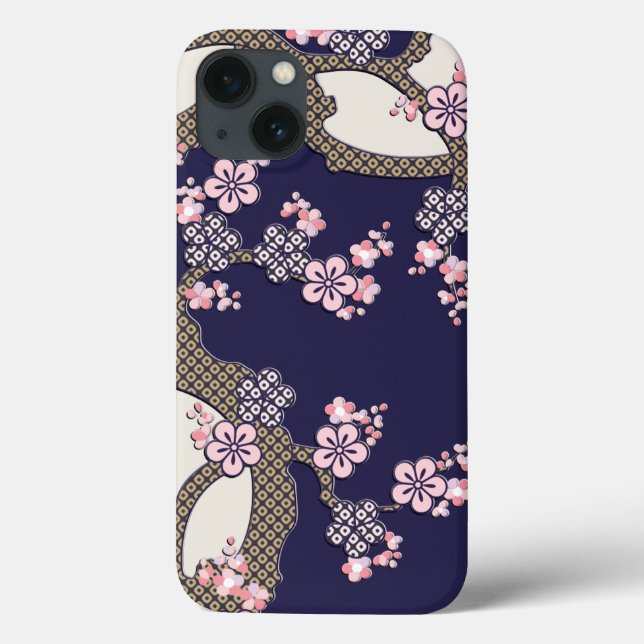 Pflaumenbaum-Blume aus japanischer Textil Case-Mate iPhone Hülle (Rückseite)