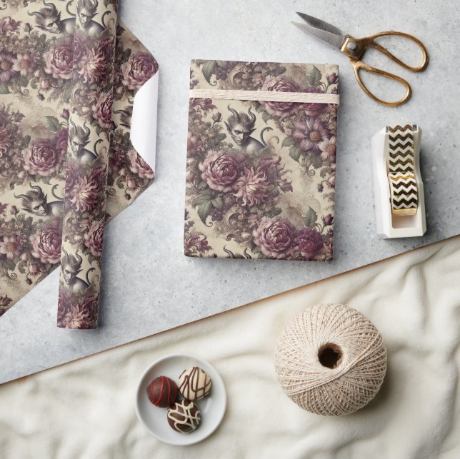 Pflaumenblättern - gotisches Blumendesign Geschenkpapier (Kunsthandwerk)