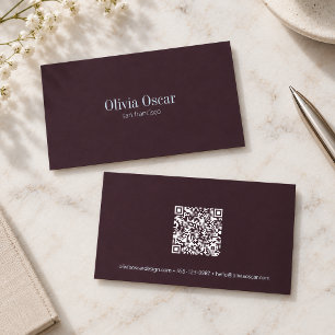 Pflaumenblau Minimalistisches QR Kreativ-Profi Visitenkarte