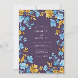 Pflaumenblaue Petal-Hochzeit Einladung
