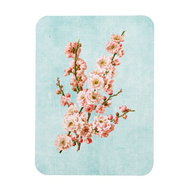 Pflaumenblüten auf altem Denim Magnet (Vertikal)