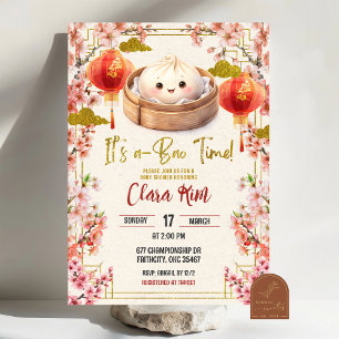 Pflaumenblüten-Chinesische-Bao-Baby-Party Einladung