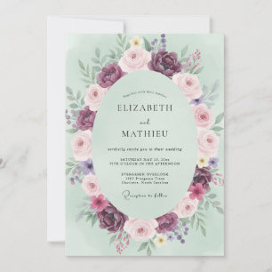 Pflaumenblüten-Lorbeer-Romantik-Hochzeit Einladung