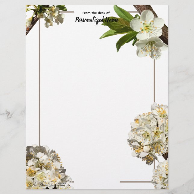 Pflaumenblüten, ungezeichnet briefbogen (Vorderseite)