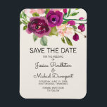 Pflaumenblütenhochzeit Rett Magnet<br><div class="desc">Eleganter, botanischer Pflaume lila und rot rosa Aquarellblüte auf Elfenbeinhochzeit Save the Date Magnet. Kontaktieren Sie uns für Hilfe bei der Anpassung und der Anpassung der Produkte.</div>
