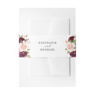 Pflaumenblütenpink-Lila Blütenhochzeit Einladungsbanderole