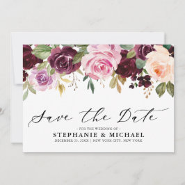 Pflaumenblütenpink-Lila Blütenhochzeit Save The Date
