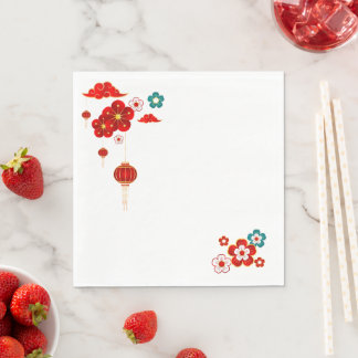 Pflaumenbossom, chinesischer Stil im Frühjahr Serviette