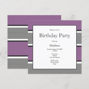 Pflaumengraue und weiße Streifen Einladung