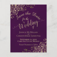 Pflaumenkalligrafie-Hochzeit und Gold-Chic-Hochzei