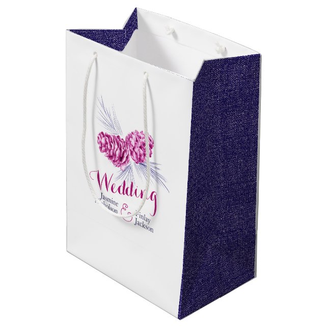 Pflaumenkistchen zeichnend Gastgeschenk Hochzeit G Mittlere Geschenktüte (Rückseite Schrägansicht)