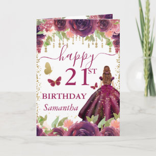Pflaumenkleid Rotschopf Prinzessin Geburtstag Karte