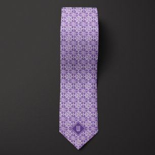 PflaumenLila, floral Inspiriert Monogramm Krawatte