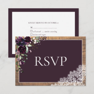 PflaumenLila Hochzeitspanplatte RSVP Karte