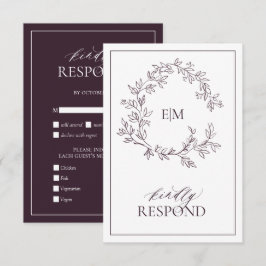 PflaumenLila Wappen-Monogram-RSVP-Karte RSVP Karte