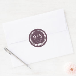 Pflaumenpurpur Hochzeitsmonogramm Anfangsbuchstabe Runder Aufkleber