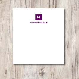 Pflaumenpurpur Moderne Chic Trendige Monogramm Nam Notizblock