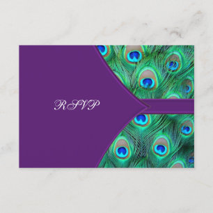 Pflaumenpurpur-Pfau-Hochzeits-RSVP RSVP Karte