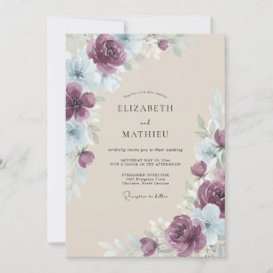 Pflaumenromantische Florale Hochzeit Einladung