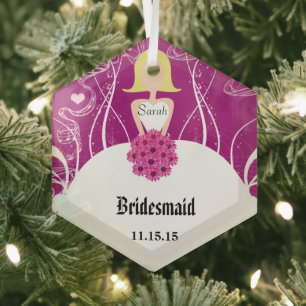 Pflaumenrotes Brautkleid Brautjungfer Weihnachtsor Ornament Aus Glas