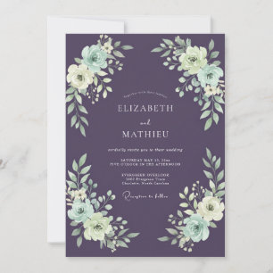 Pflaumenstaub Blaue Ranunculus Eukalyptus Hochzeit Einladung