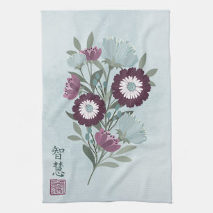 Pflaumensträucher aus asiatischem Blumenstrauß Geschirrtuch
