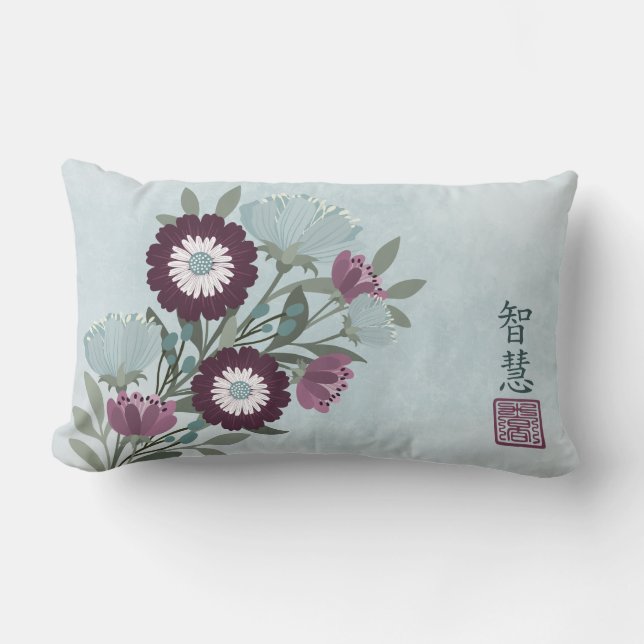 Pflaumensträucher aus asiatischem Blumenstrauß Lendenkissen (Vorderseite)