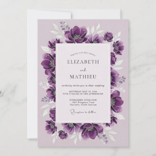 Pflaumenüppige Anemone Winterhochzeit Einladung