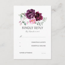 Pflaumenviolette Blumen Wasserfarbenprägung RSVP-K