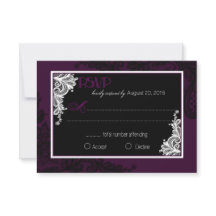 Pflaumenweiße und schwarze Spitzen Elegante RSVP K