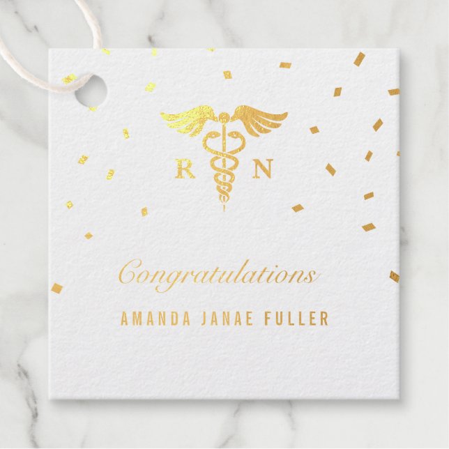 Pflege Abschluss Gold Foil Geschenkanhänger (Vorderseite)