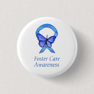 Pflege Blue Awareness Ribbon Custom Button