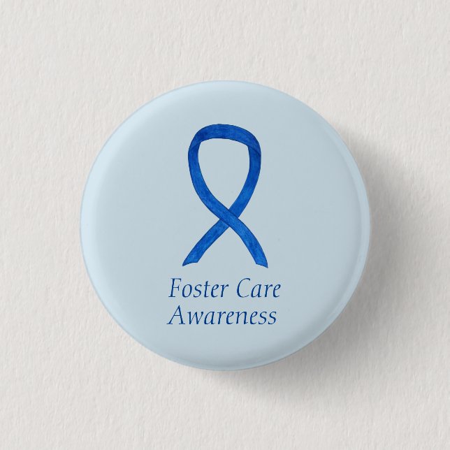 Pflege Blue Awareness Ribbon Custom Button (Vorderseite)