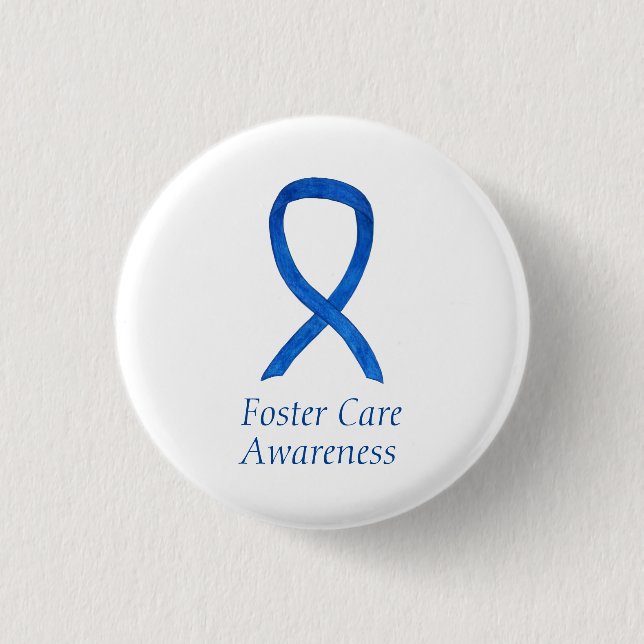 Pflege Blue Awareness Ribbon Custom Button (Vorderseite)