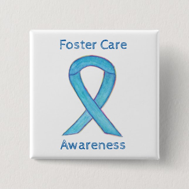 Pflege Blue Awareness Ribbon Custom Button (Vorderseite)
