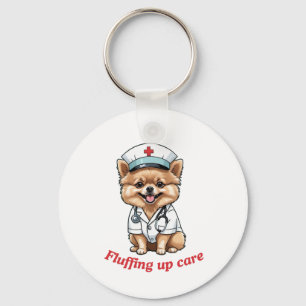 Pflege Cartoon mit Spitz Dog Design Schlüsselanhän Schlüsselanhänger