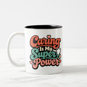 Pflege ist meine Superkraft Krankenschwester Zweifarbige Tasse
