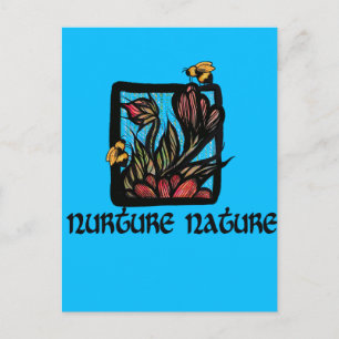 Pflege Natur Biene und Blumen Postkarte