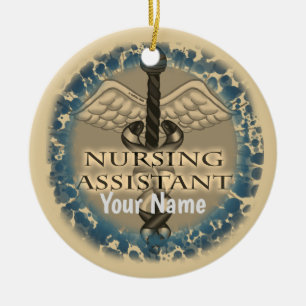 Pflegeassistent Caduceus Keramik Ornament