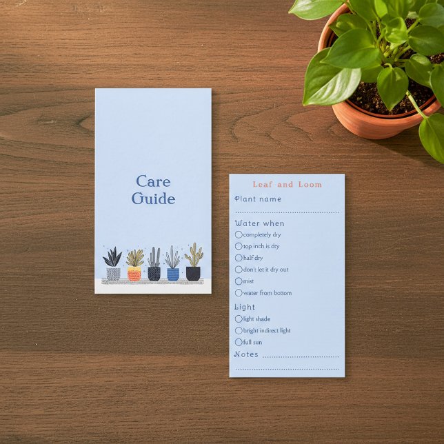 Pflegehandbuch für Fun House-Pflanze Bestellungen Begleitkarte (Fun house plants Care Guide Shop Orders Enclosure Card.)
