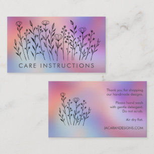 PFLEGEHINWEISE Chic Elegante Wildflower-TieDye Visitenkarte