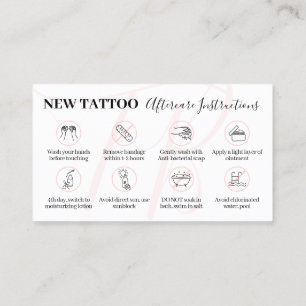 Pflegehinweise für Tattoo Pink Beauty Visitenkarte